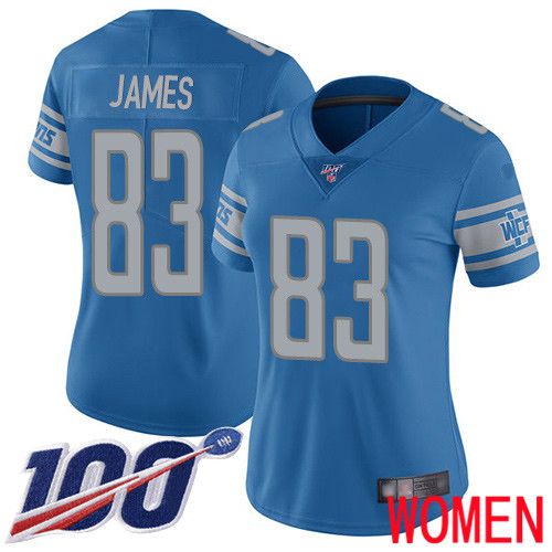 Detroit Lions Limited Blue Women Jesse James Home Jersey NFL Football #83 100th Season Vapor Untouchable